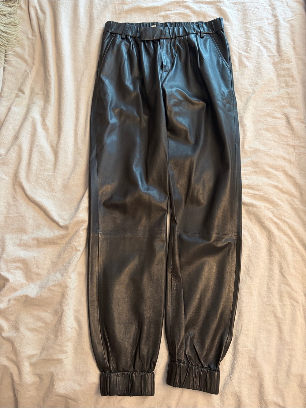 J Brand Black Genuine Leather Jogger Pants